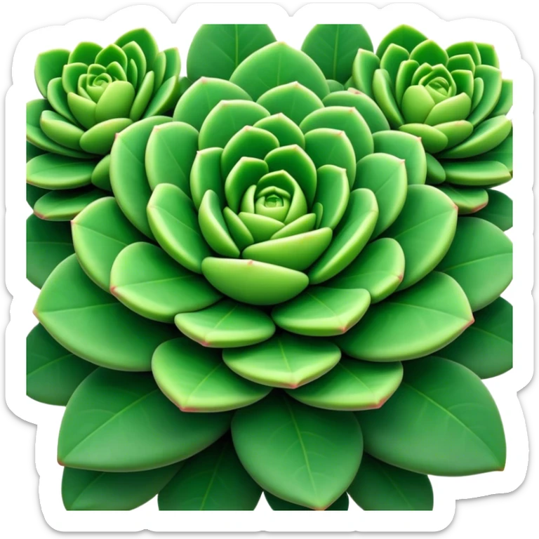 Cinematic Realistic Crassula Emoji, Compact and vibrant, with small, fleshy leaves arranged in thick, rounded clusters. The deep green hue of the leaves radiates calm, while their structured growth speaks of endurance. Soft glowing outline, capturing the essence of perseverance and tranquility in a crassula plant! sticker