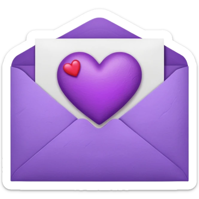 IOS's love letter emoji but with a purple heart instead of a red heart sticker