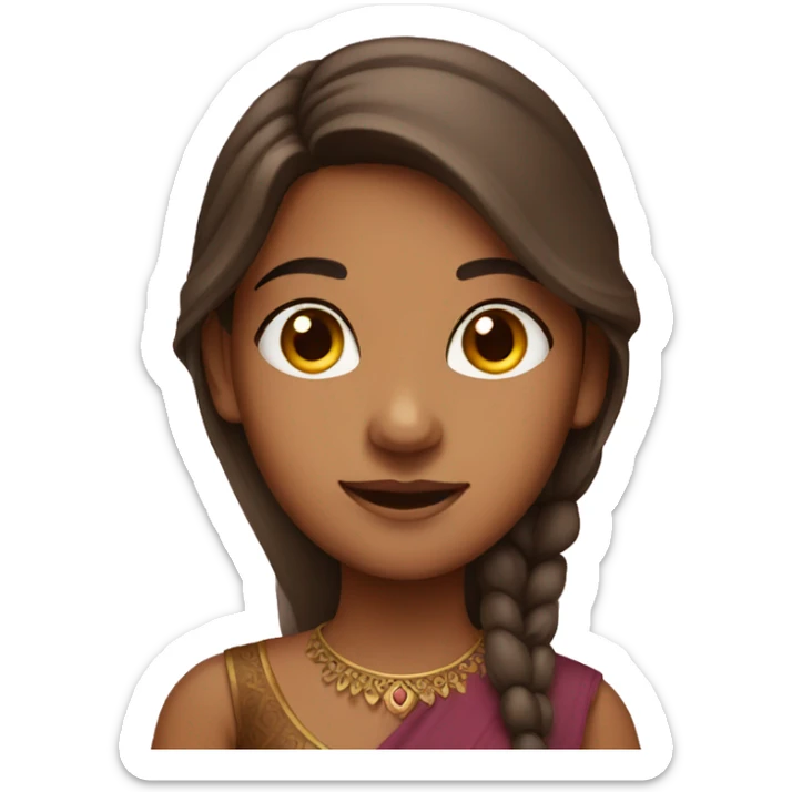 indian girl with brown hair sticker