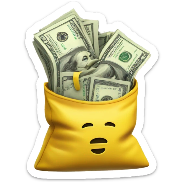 Yellow bag of money with dollar sign in the middle  sticker