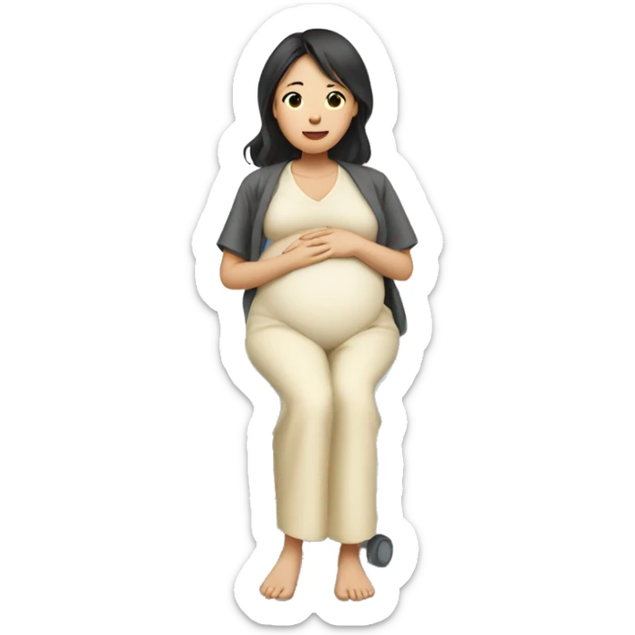 Pregnant Asian woman in the hospital sticker