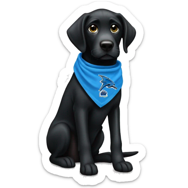 Black Lab dog in a Detroit Lions bandana or jersey  sticker