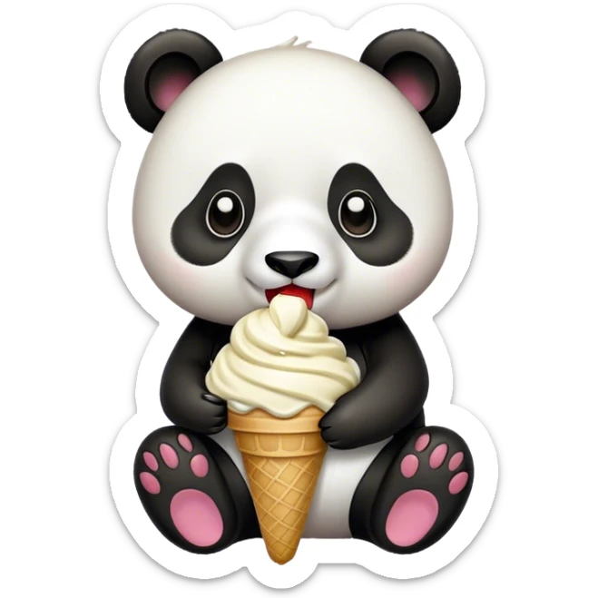 Panda eating ice cream sticker