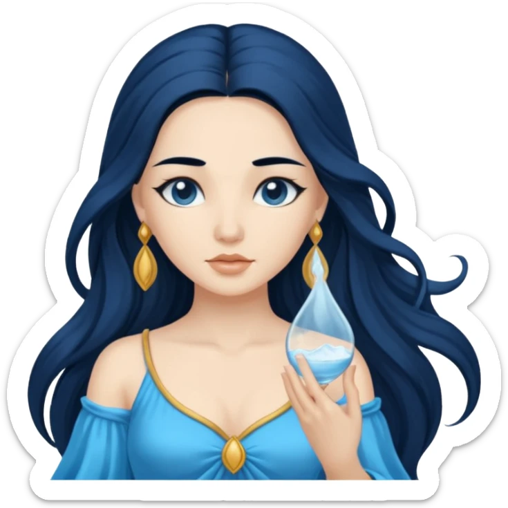 Salacia, Salt Water Goddess from Rome Mythology with long black hair, blue outfit sticker