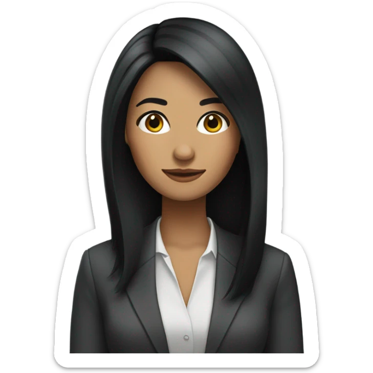 business woman long straight black hair sticker