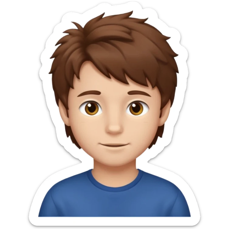 boy, fluffy, brown hair sticker