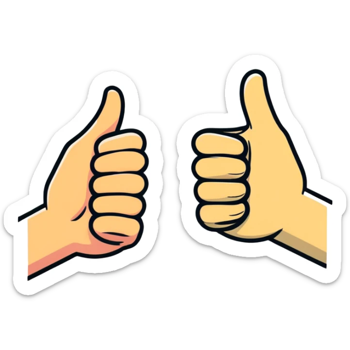 Girl with one hand giving thumbs up and the other hand giving thumbs down, showing mixed feelings sticker