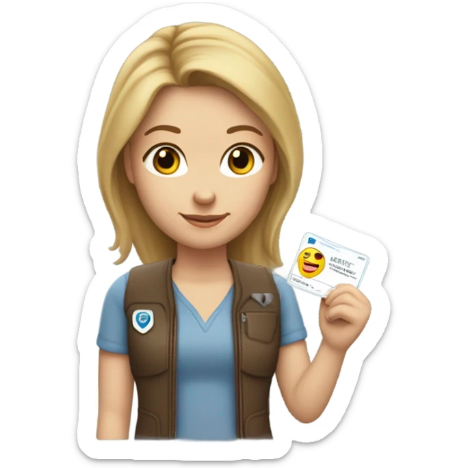 gril with ligh brownish blondish redsh haiur holding drievrs licenses taht sames name: megan weis heart sticker