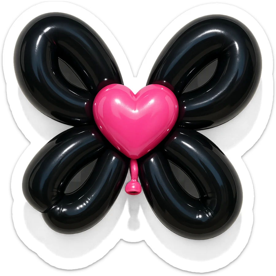 gothic hair clip, shiny, inflated look, playful, exaggerated features, black and pink sticker