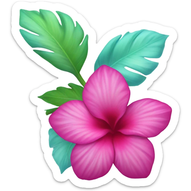 Realistic magenta,hot pink,tiffany blue and mint green Hawaiian flower isolated.  sticker