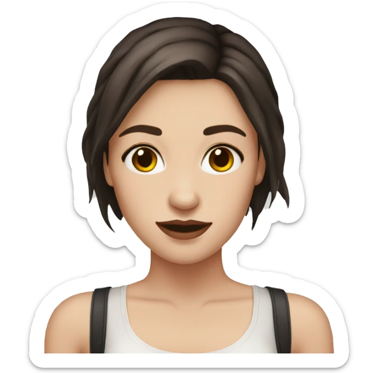 white girl with dark brown hair and facial piercings sticker