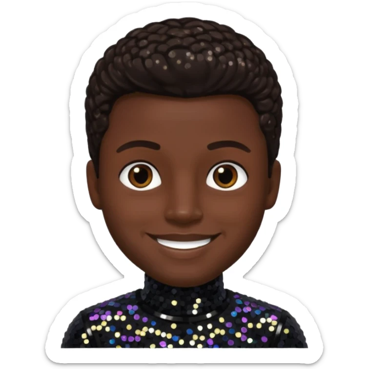 James JT Taylor from Kool & The Gang with dark brown hair, black sequin outfit sticker