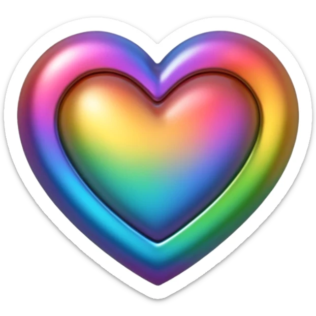 heart with a metallic rainbow finish sticker