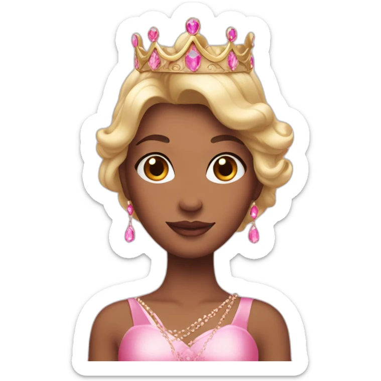 princess with crown and pink princess dress showing pink nails sticker