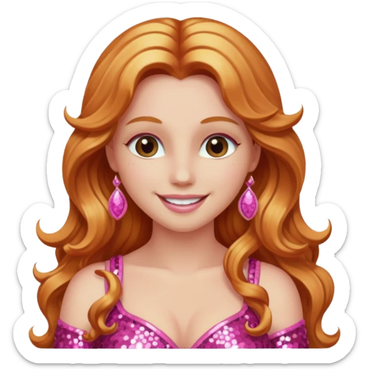 Venus, Goddess of Love from Gods and Goddesses with long reddish blonde hair, pink sequin outfit sticker