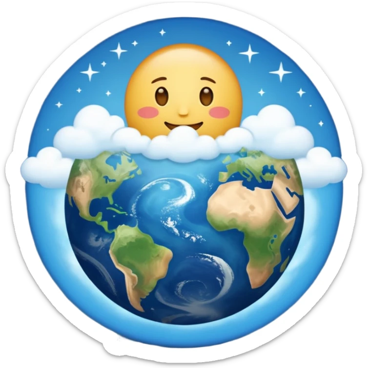 an emoji that circular like the emoji of earth but withh the representation of heaven/sky/aethenum sticker