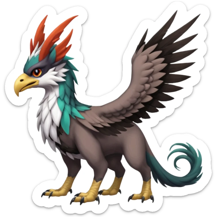 Noivern-Nargacuga-Silvally-Gryphon-Griffin-Griffon-Hippogriff-fusion-hybrid-animal-creature  with long ears  sticker