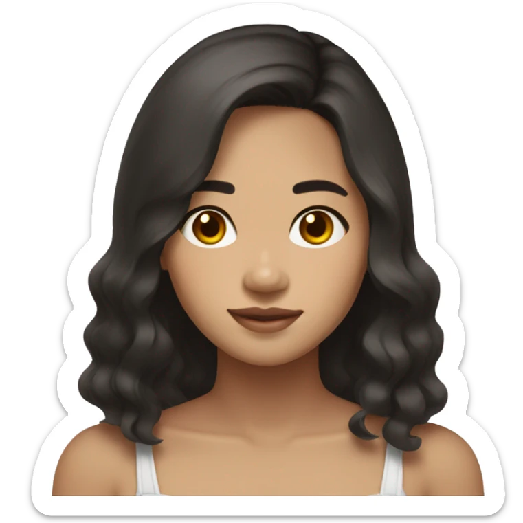 filipina freckles shoulder-length dark brownl hair sticker