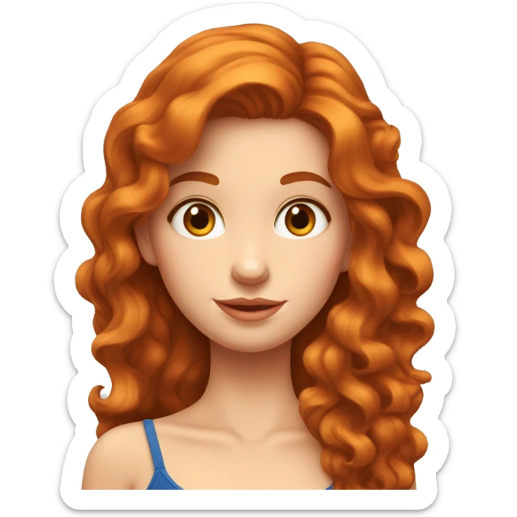 Une Fille rousse cheveux longs et aux yeux bleus , les cheveux detaché ondulé sticker