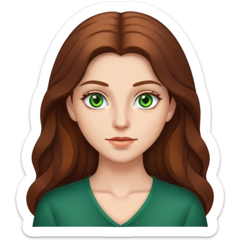 Woman with long brown hair and green eyes sticker