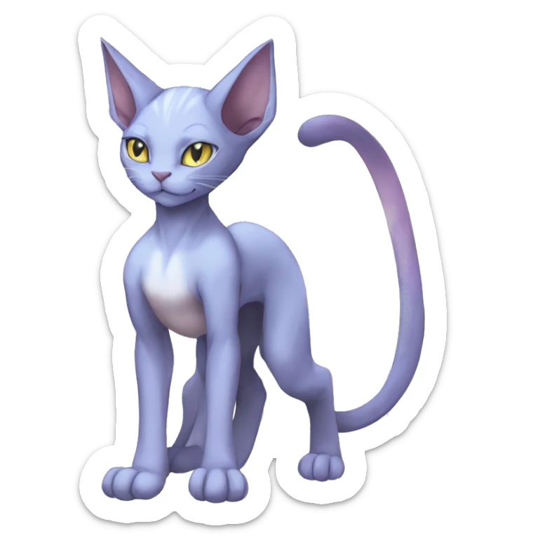 Anthro Mewtwo-Cat-Sphynx-Sona-Fakemon Nebula Full Body sticker