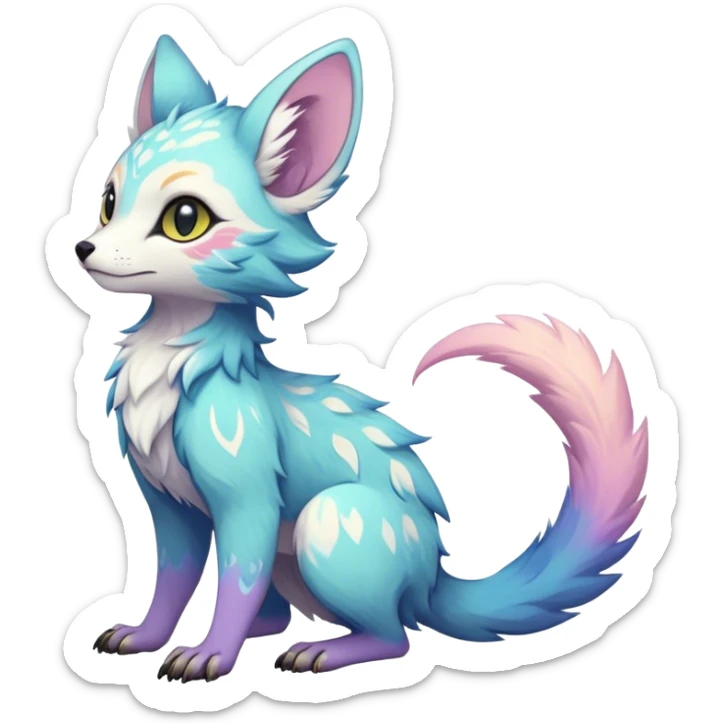 Epic Feral Rare Fantasy pastel Vernid-Trico-species by LiLaiRa, random markings, tufted tail, tufted ears, full body sticker