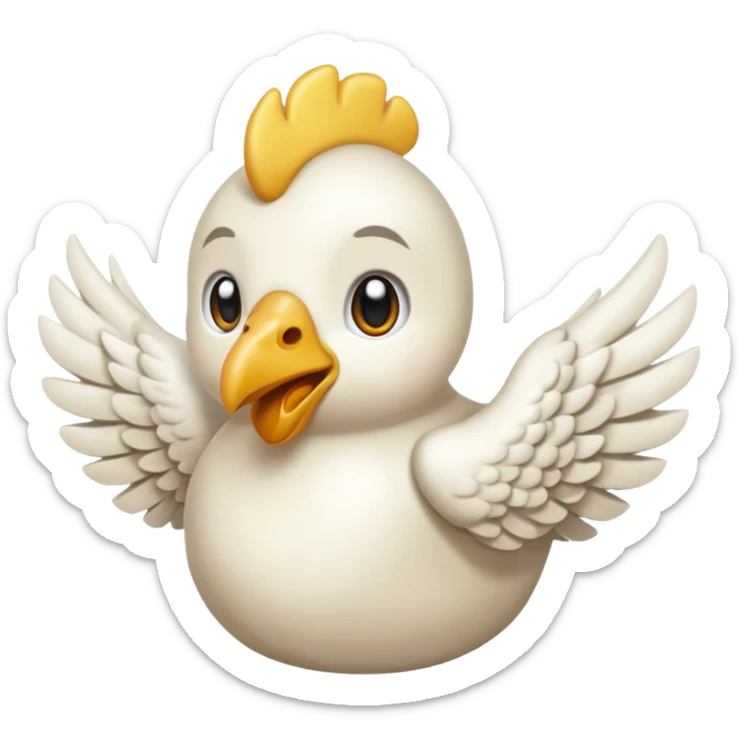 Me podrías hacer un emoji de un pollo con alas de ángel y cuernos de pony sticker