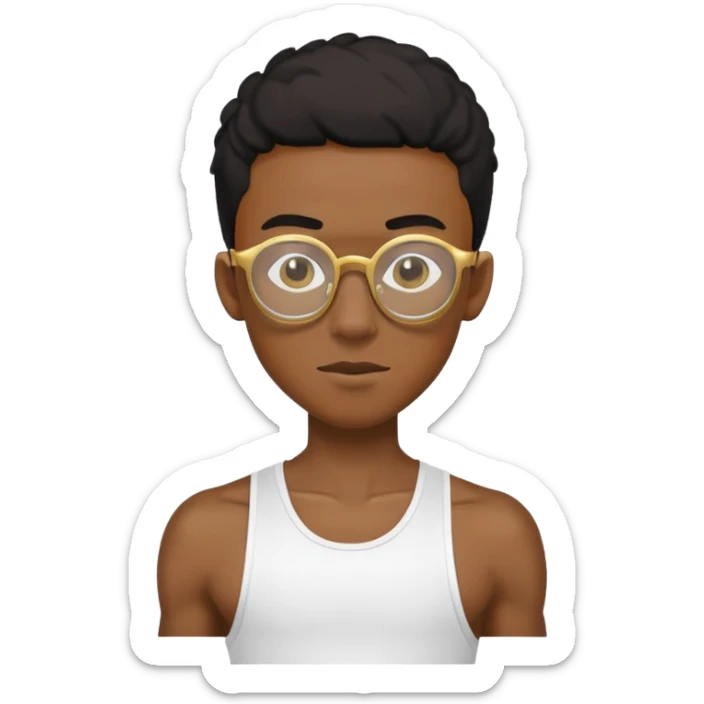skinny black boy in gym outf with gold glassest sticker