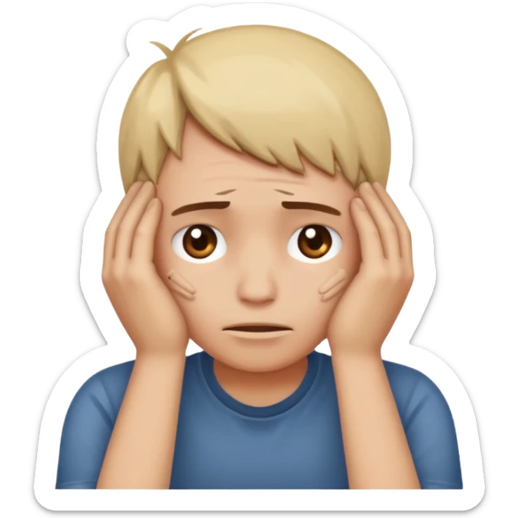 Head in hands sticker