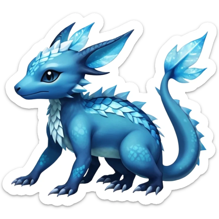 Colorful Dark Shiny Exotic Salandit-Aurorus-Glaceon-Fakémon-hybrid-creature (full body)  sticker