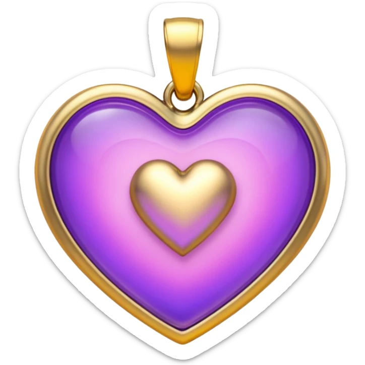 A very beautiful and aesthetic pink and gold heart pendant with a little I love you engraved on it. The style would be iOS. It has a purple glow around it. And it would look otherworldly and etherial. sticker