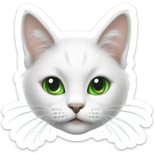 white long hair cat, with green eyes and a black spot and ear on the right side sticker
