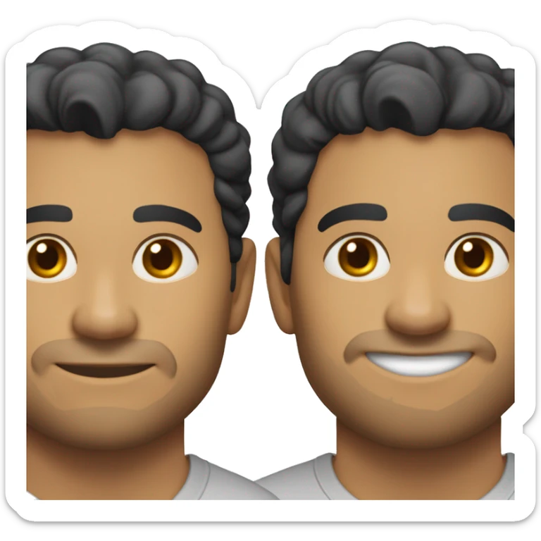 A head and shoulders shot of a 34 year old Hispanic man, with short black hair, with stubble facial hair,   with brown eyes wearing a t-shirt. sticker