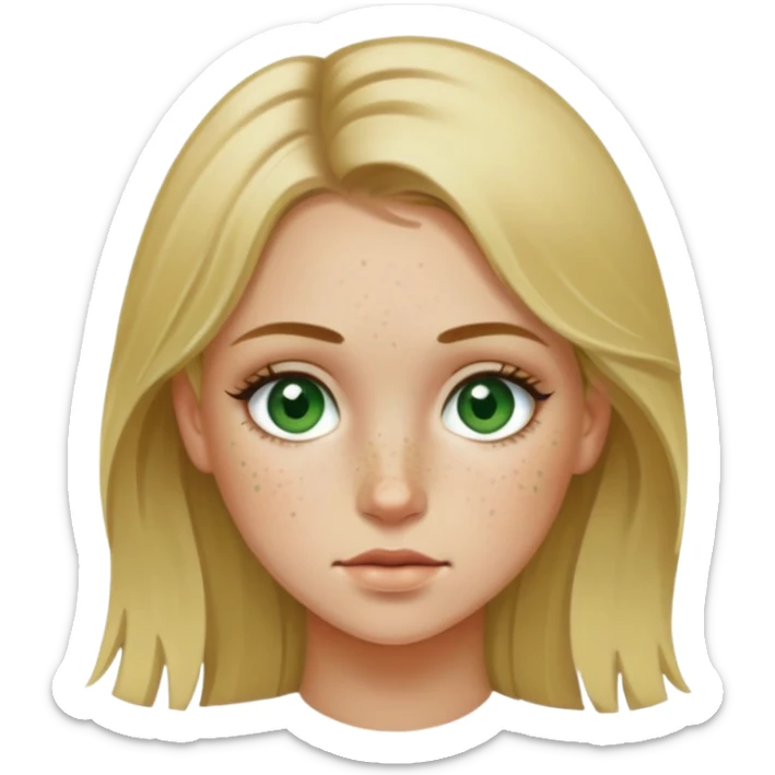dirty blonde girl with dark green eyes and freckles sticker