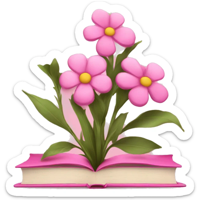 pink books with flowers sticker