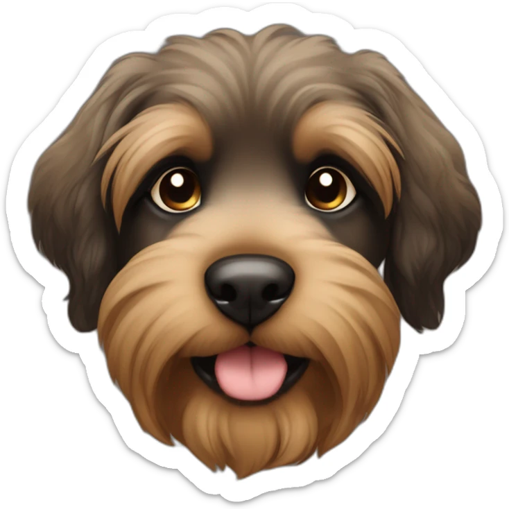 bouvier fawn brown and black puppy face very long hair sticker