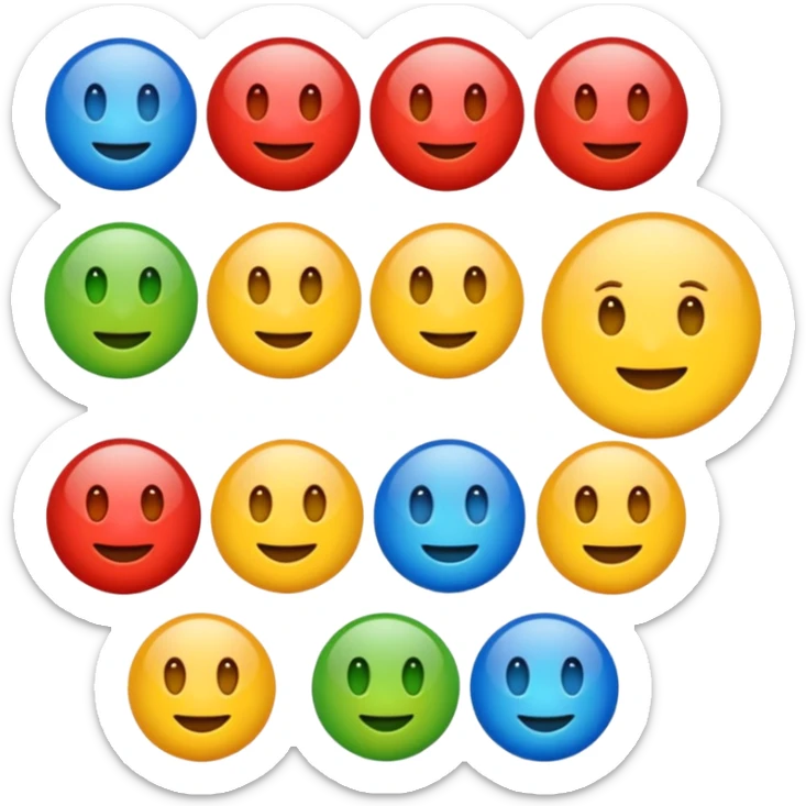 Emoji of these colors: red, yellow, green and blue  sticker