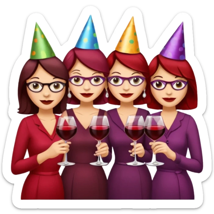 Five smoking hot party girls, glasses of red wine, cocktails in hand, celebrating their 53rd birthdays sticker