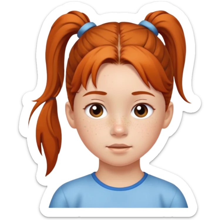 child with pony tail sticker