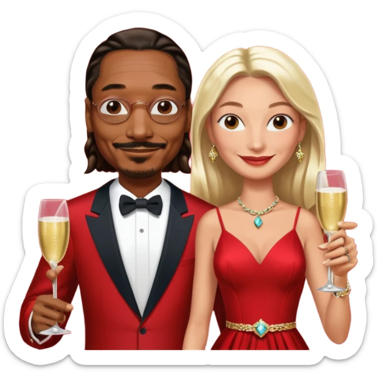  snoop dogg and elon musk in red dress sticker