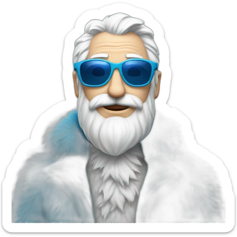 cool Father Frost in sunglasses glasses in a blue fur coat sticker