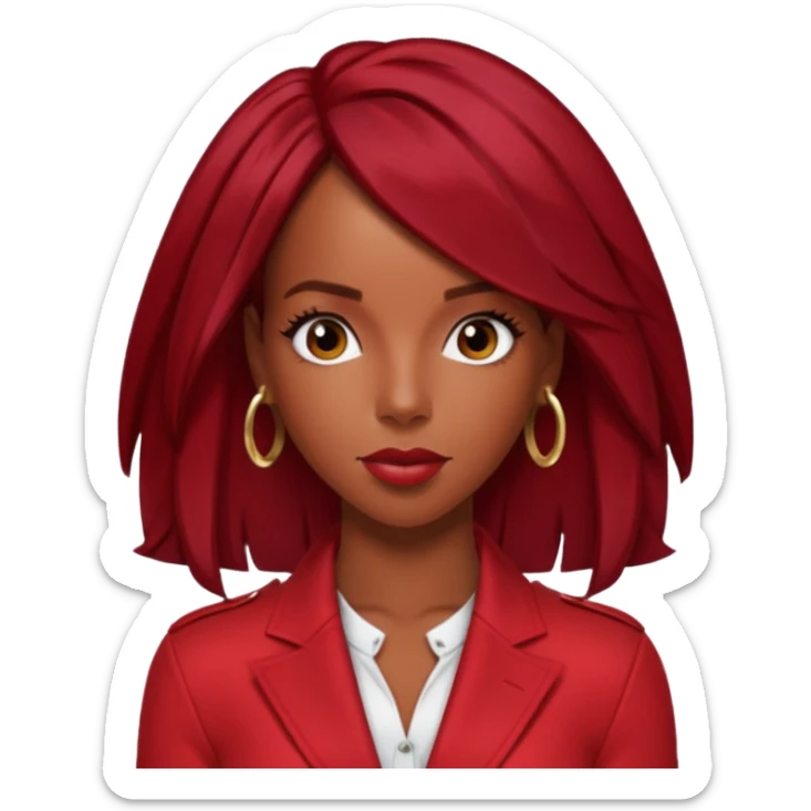 Kelly Rowland from Destiny's Child with dark red hair, red outfit sticker