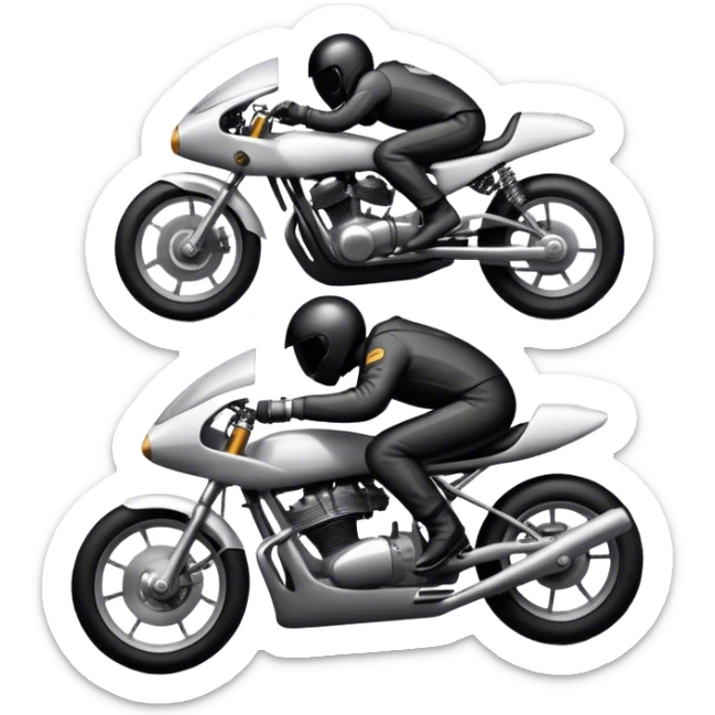 An icon showing a motorcycle and car racing side by side, leaving trails of speed and excitement. The silhouettes merge, symbolizing the thrill of adventure, custom tuning, and the freedom of the open road. A dynamic design on a transparent background, evoking passion for both vehicles. sticker
