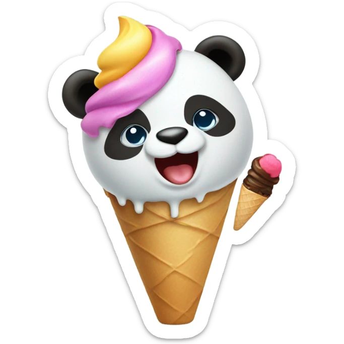 Panda eating ice cream sticker