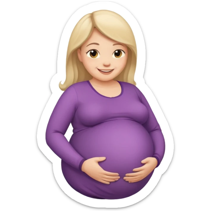 very heavily pregnant overdue woman with very  very big and large belly  sticker
