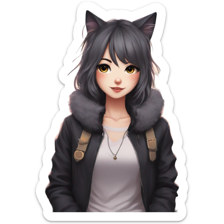 Edgy Kawaii Cute Cool Beautiful Elegant Pretty Anime Catgirl sticker