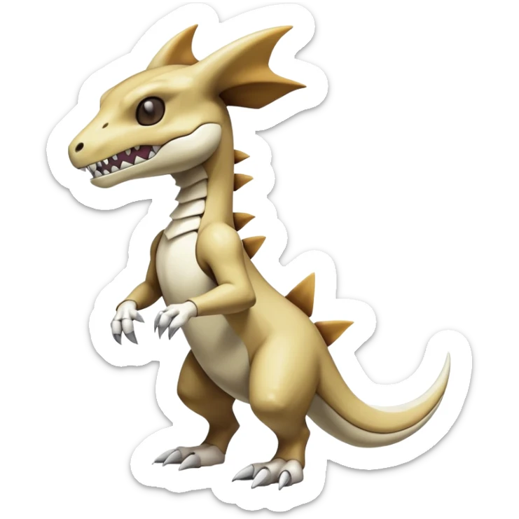Shiny Excessive Detailed Mysterious Cubone-Marowak-Pokémon-Fakémon-hybrid-creature (full body) sticker