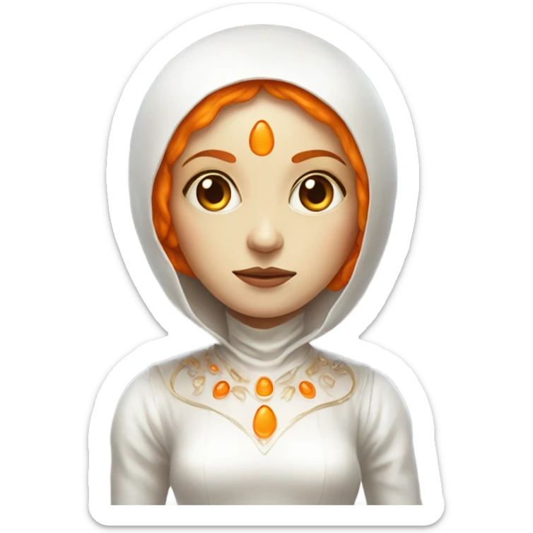 a orange alien woman full body in white Romanov dress sticker