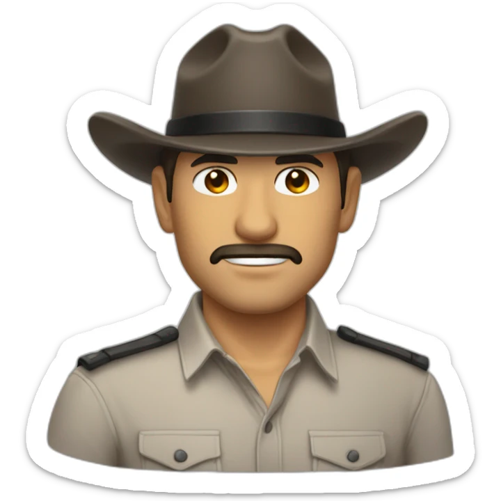 Antonio Lobato con camisa de fuerza, loco y un embudo por sombrero sticker