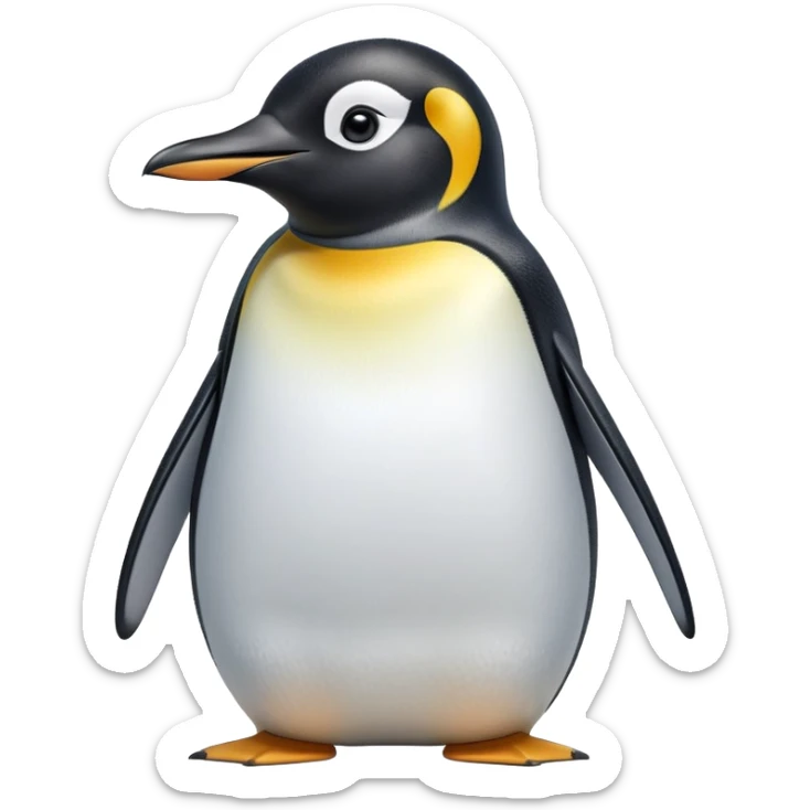 cinematic-adult-emperor-penguin-portrait-emoji,-head-tilted-playfully-and-inquisitively,-with-glossy,-pristine-plumage-accented-by-a-bright-beak-and-round,-sparkling-eyes-filled-with-curiosity,-simplified-yet-irresistibly-adorable-features,  sticker